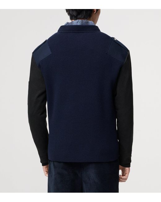 Loewe Blue Cotton-Blend Patchwork Sweater for men