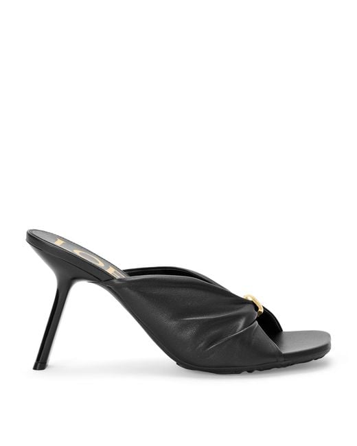 Loewe Black X Paula's Ibiza Leather Pebble Heeled Sandals 90