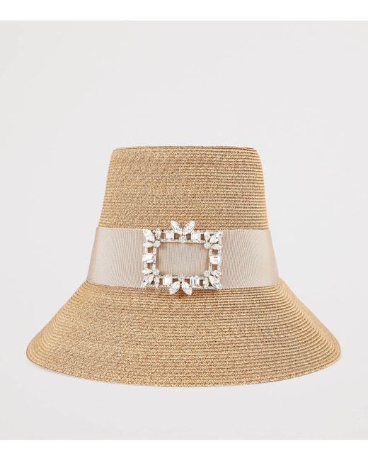Roger Vivier Metallic Raffia Bucket Hat