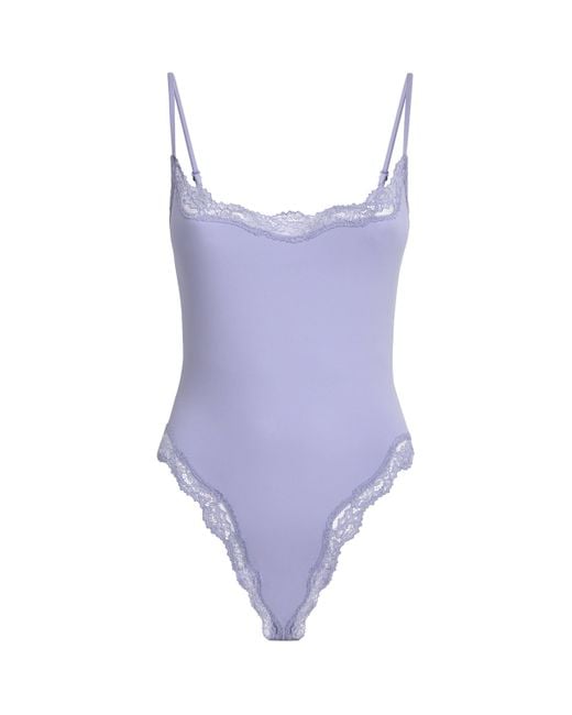 Skims Purple Lace-Trim Fits Everybody Bodysuit