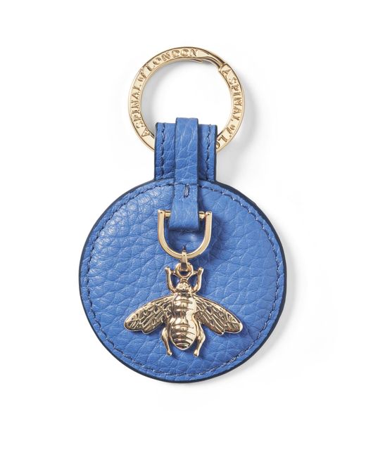 Aspinal Blue Leather Bee Keyring