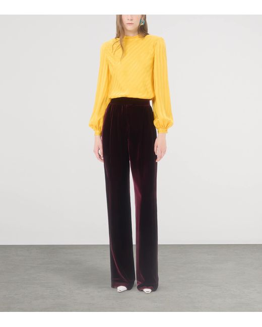 Valentino Purple Velvet Wide-Leg Trousers