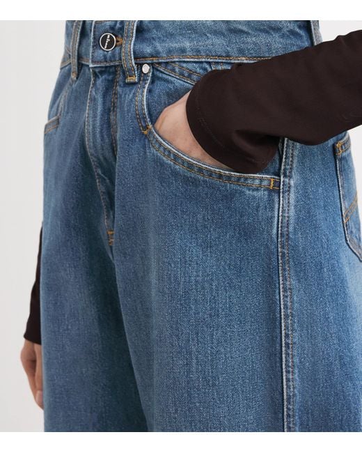 Kiton Blue High-Rise Wide-Leg Jeans