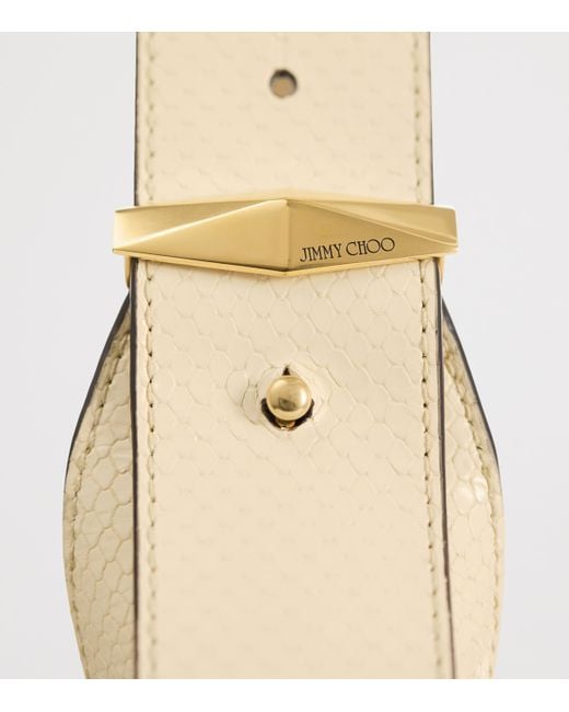 Jimmy Choo Natural Snake-Print Diamond Shoulder Bag