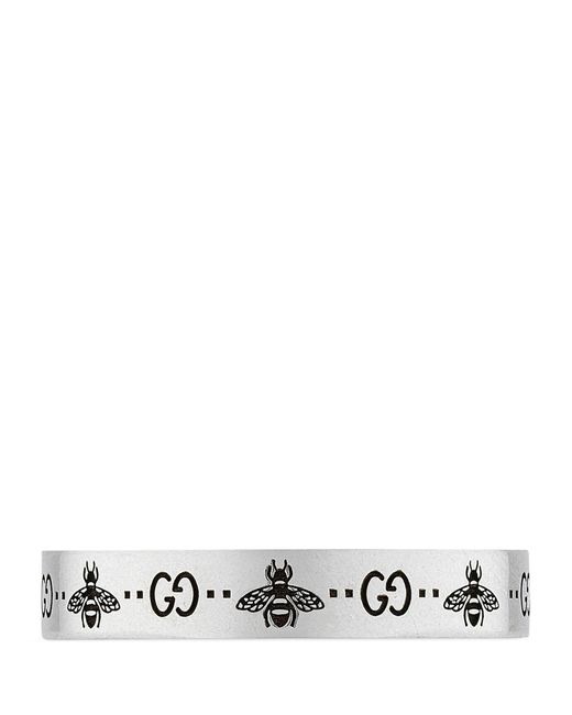 Gucci Metallic Interlocking G Bee-engraved Sterling- Ring