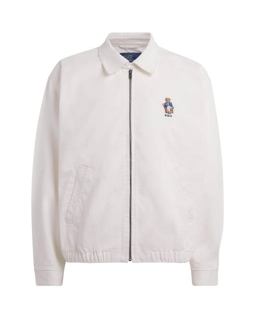 Polo Ralph Lauren White Oversized Polo Bear Bomber Jacket for men