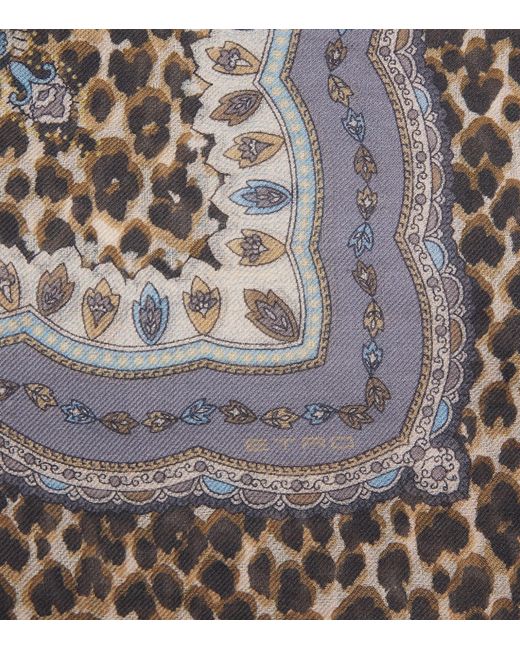Etro Black Leopard Print Aida Shawl