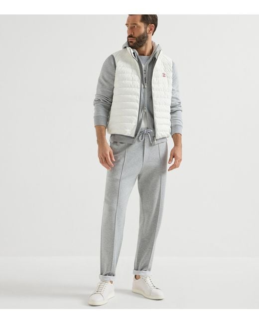 Brunello Cucinelli Gray Cotton-Blend French Terry Sweatpants for men
