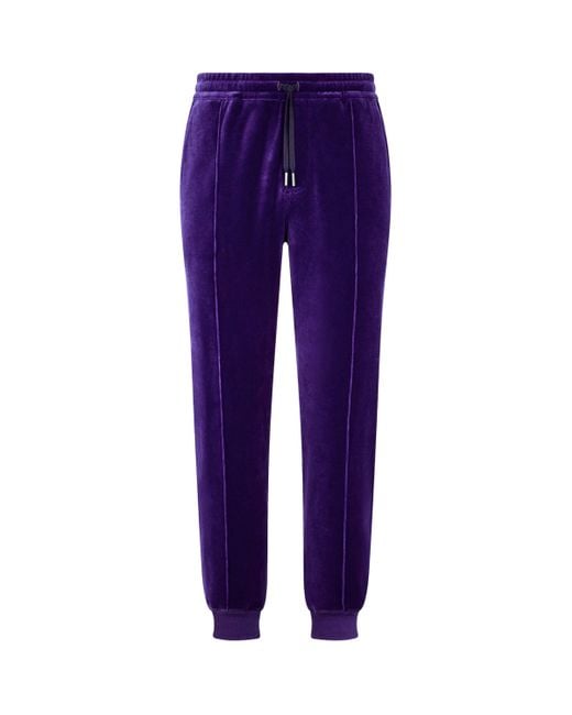 Tom Ford Purple Cotton-Blend Velour Sweatpants for men