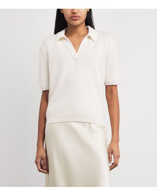 Harrods White Cotton-Cashmere Collared Sweater