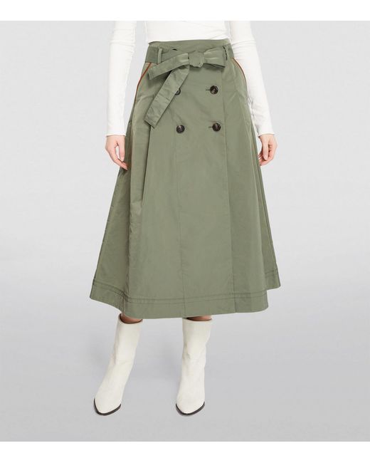 MAX&Co. Green Flared Pleated Midi Skirt