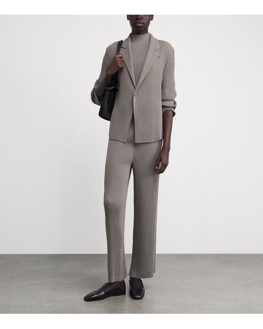 Issey Miyake Gray Hatching Pleats Blazer