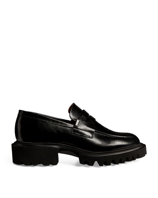 AllSaints Black Leather Lola Loafers