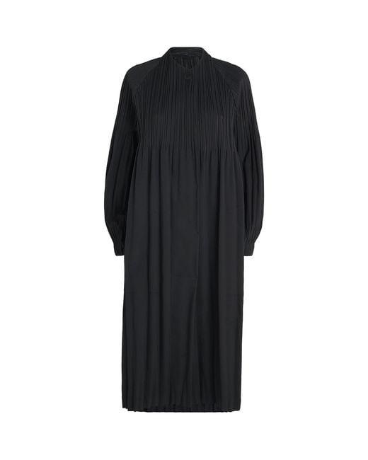 Pleats Please Issey Miyake Black Smooth Coat Pea Coat