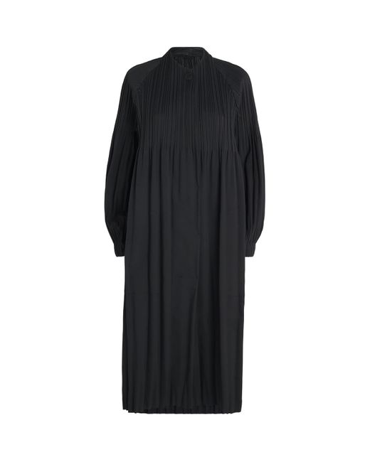 Pleats Please Issey Miyake Black Smooth Coat Pea Coat