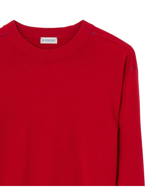 Burberry Red Wool Crewneck Sweater for men