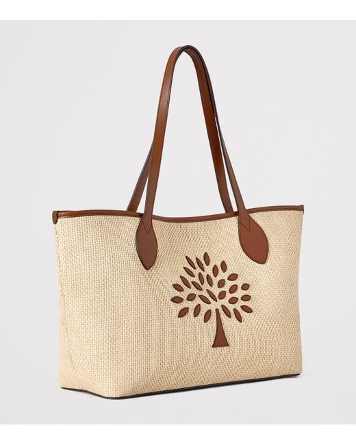 Mulberry Natural Small Raffia-Leather Tree Tote Bag