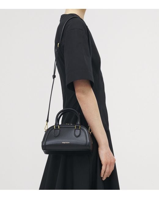 Alexander McQueen Black Mini Leather Birdee Boston Cross-Body Bag
