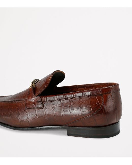 Kurt Geiger Brown Croc-Embossed Alton Loafers