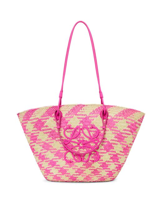 Loewe Pink X Paula's Ibiza Medium Checked Anagram Basket Bag