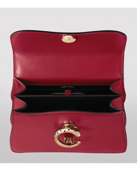 Cartier Red Leather Mini Panthère De Top-Handle Bag