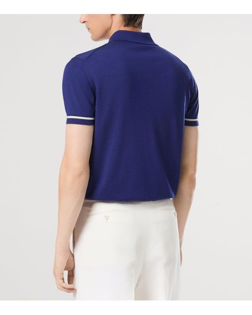 Tom Ford Blue Cashmere-Silk Polo Shirt for men