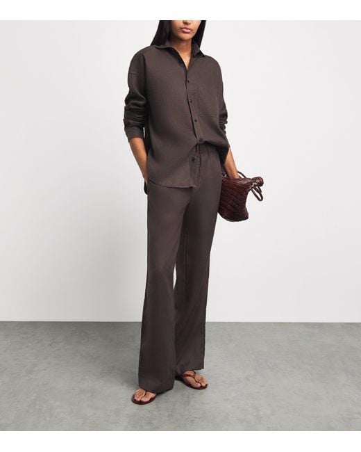 With Nothing Underneath Brown Hemp The Palazzo Trousers