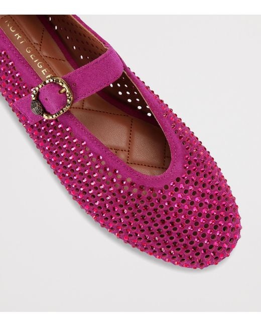 Kurt Geiger Purple Suede Mayfair Ballet Flats