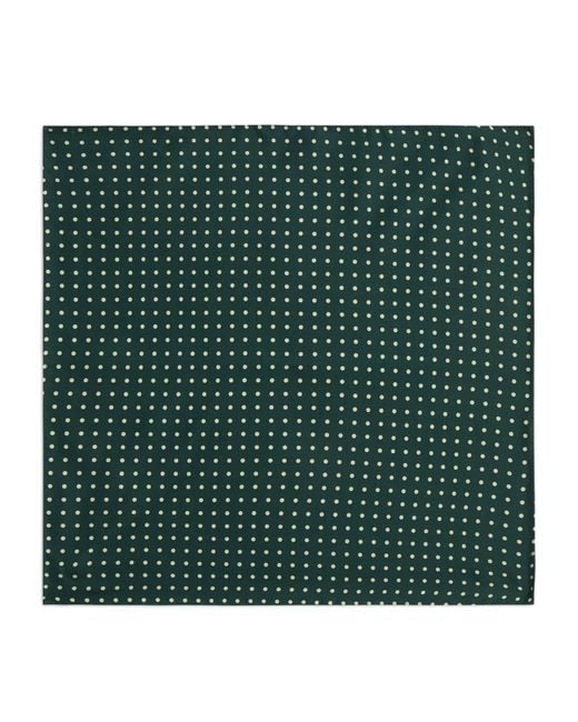 Dunhill Green Mulberry Silk Polka Dot Print Pocket Square for men