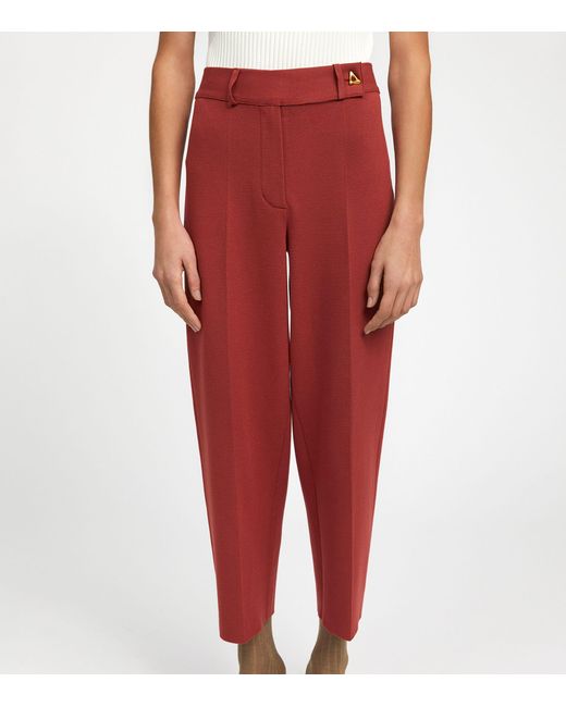 Aeron Red Cropped Straight Madeleine Trousers
