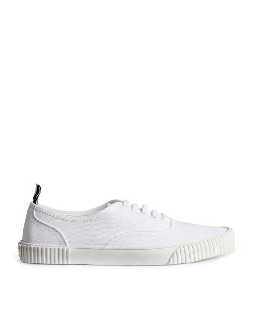 Thom Browne White Canvas Vulcanized Heritage Sneakers for men