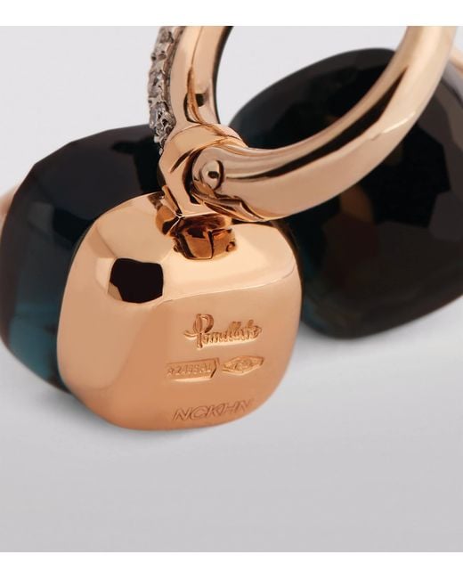 Pomellato Black Mixed Metal, Diamond And London Topaz Nudo Drop Earrings