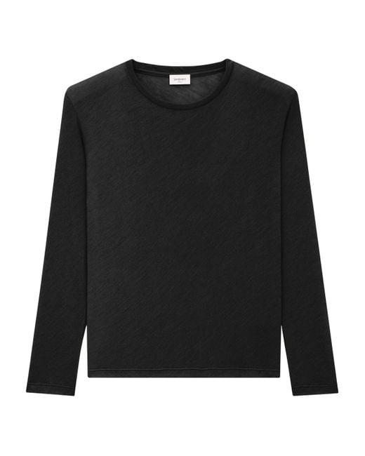 Saint Laurent Black Cashmere-Silk Long-Sleeve T-Shirt