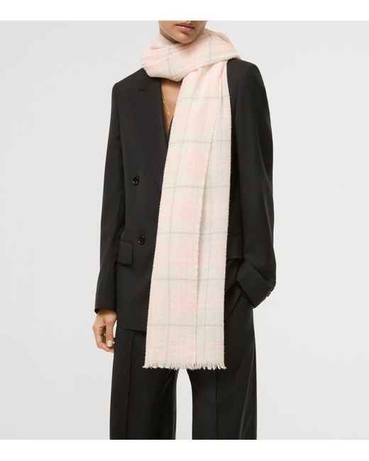 Burberry Pink Wool-Blend Embellished Check Scarf