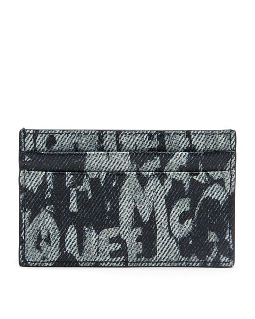 Alexander McQueen Black Leather Graffiti Logo Card Holder for men