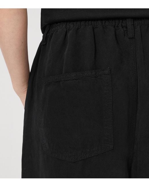 AllSaints Black Lyocell-Linen Jet Wide-Leg Trousers