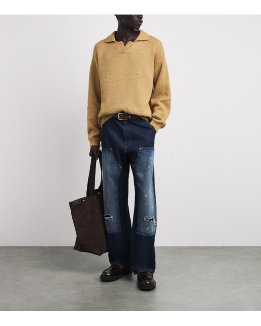 CHERRY LA Natural Cotton Five Star Henley Sweater for men