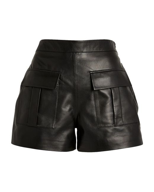 Zeynep Arcay Leather Cargo Shorts in Black | Lyst