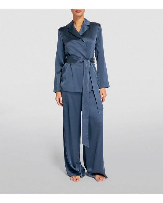 Olivia Von Halle Blue Silk Jagger Pyjama Set