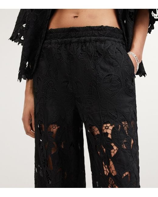 AllSaints Black Charli Embroidered Trousers