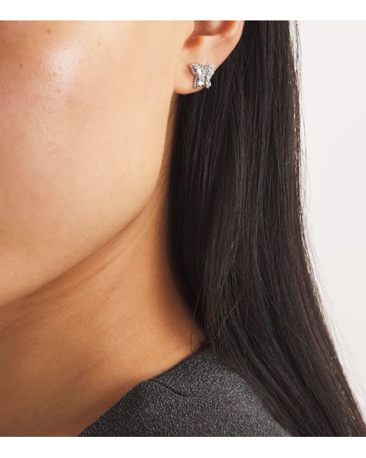 Suzanne Kalan White And Diamond Princess Mini Butterfly Stud Earrings