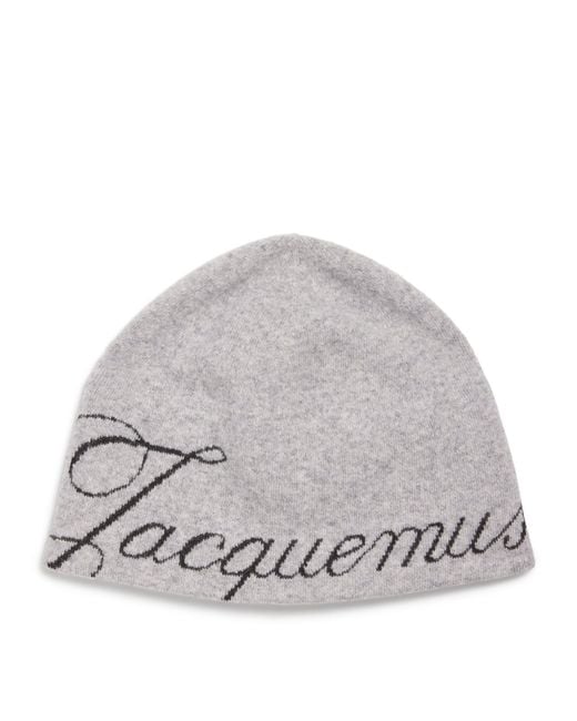 Jacquemus Gray Wool-Blend Logo Beanie for men