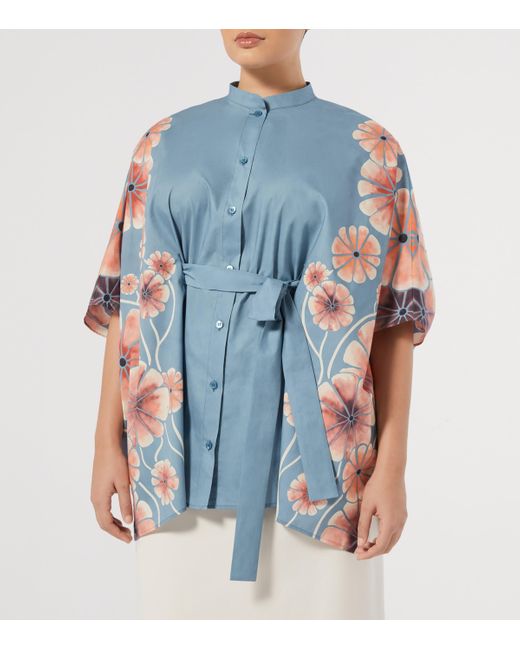 Marina Rinaldi Blue X Maccapani Cotton Printed Astro Blouse