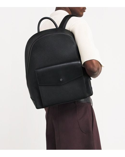 Harrods Black Saffiano Leather Backpack