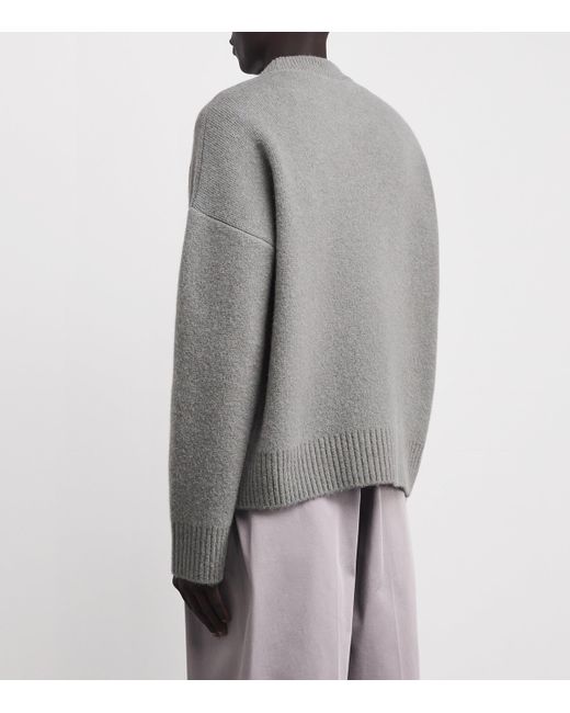 AMI Gray Alpaca-Blend Crew-Neck Sweater for men