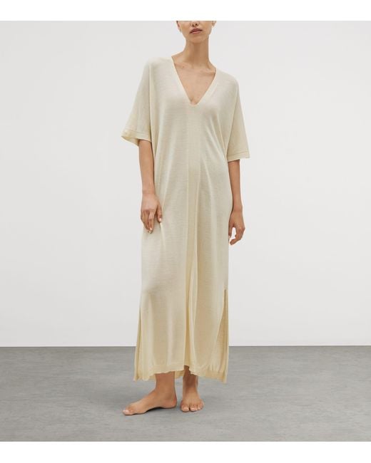 Shelep Natural Merino-Silk V-Neck Kaftan
