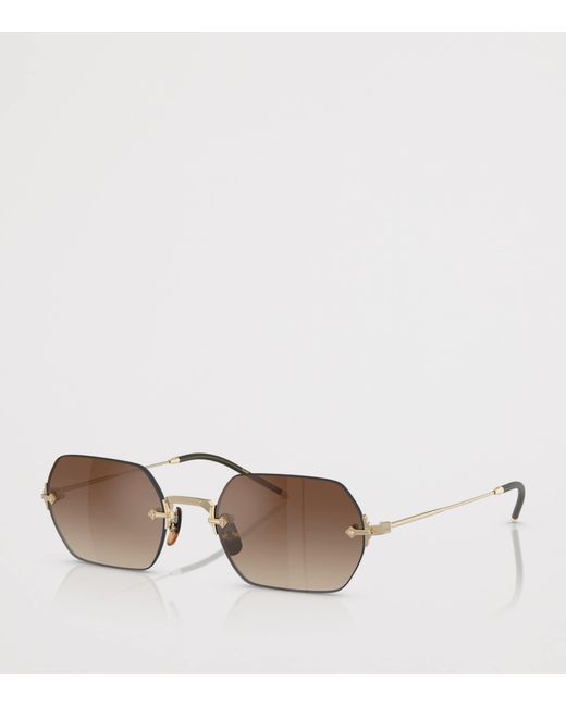 Oliver Peoples Metallic Titanium Tk-13 Rectangle Sunglasses