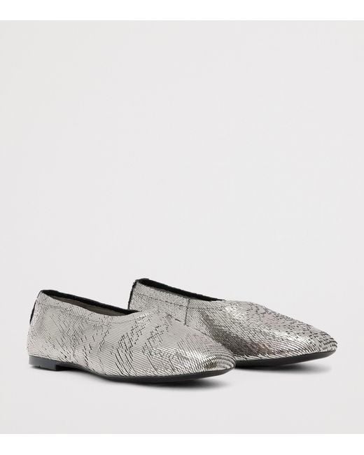 AllSaints White Metallic Leather Hailee Ballet Flats