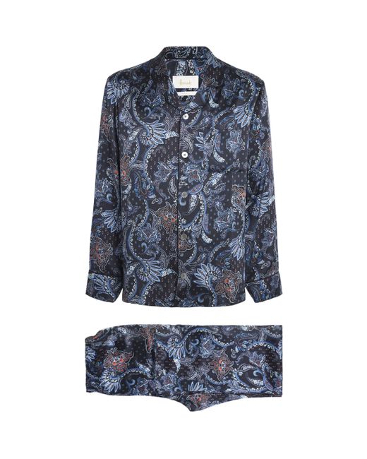 Harrods Blue Silk Paisley Pyjama Set for men