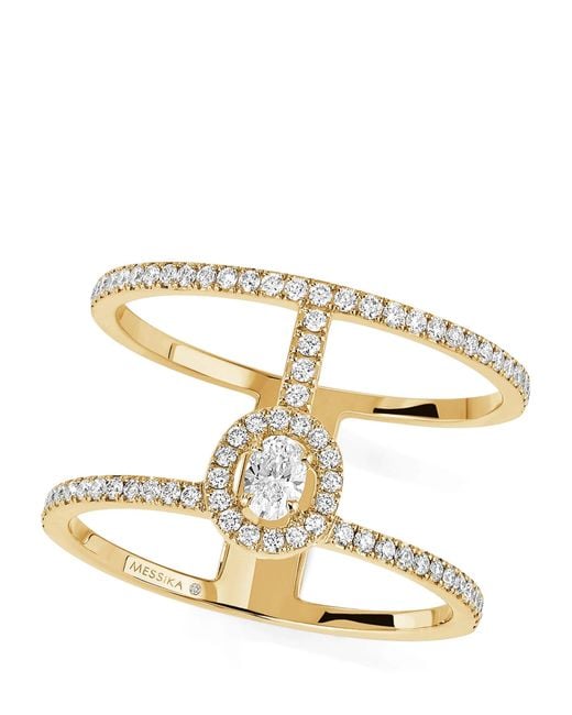 Messika Metallic Glam'Azone And Diamond 2-Row Pavé Ring